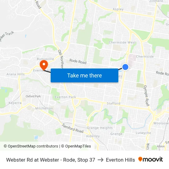Webster Rd at Webster - Rode, Stop 37 to Everton Hills map