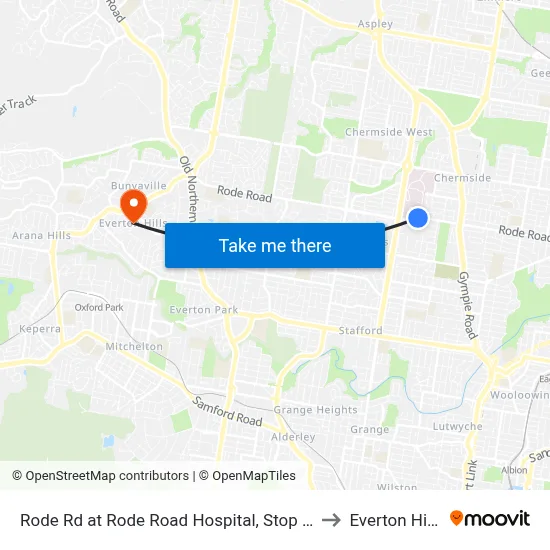 Rode Rd at Rode Road Hospital, Stop 36 to Everton Hills map