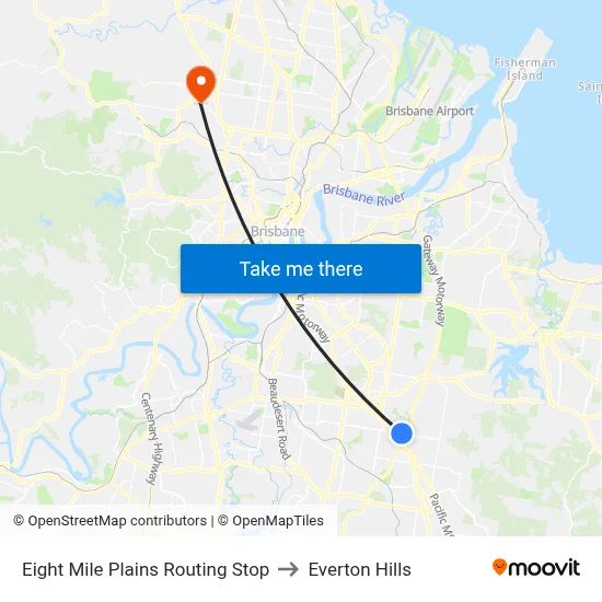 Eight Mile Plains Routing Stop to Everton Hills map