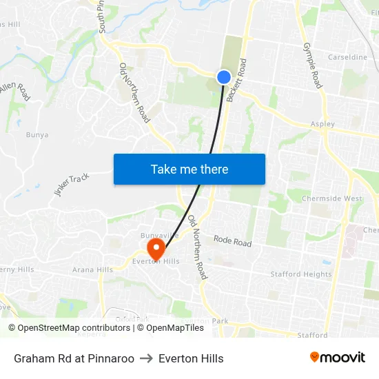 Graham Rd at Pinnaroo to Everton Hills map
