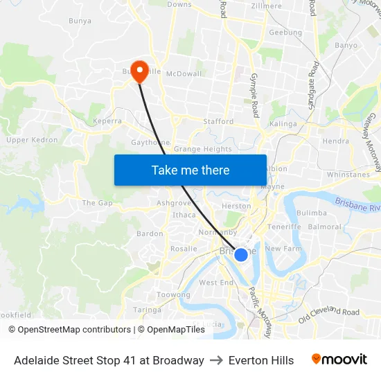 Adelaide Street Stop 41 at Broadway to Everton Hills map