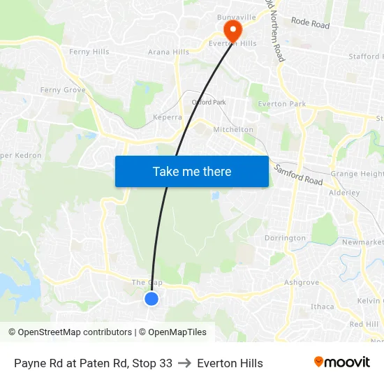 Payne Rd at Paten Rd, Stop 33 to Everton Hills map