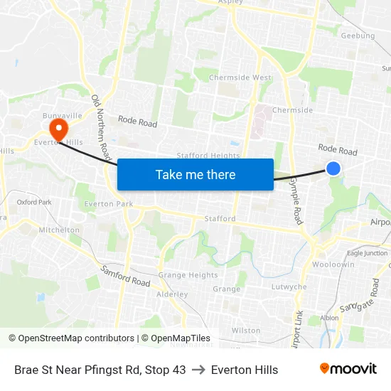 Brae St Near Pfingst Rd, Stop 43 to Everton Hills map