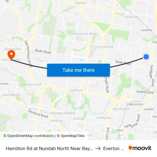Hamilton Rd at Nundah North Near Bayview Tce to Everton Hills map