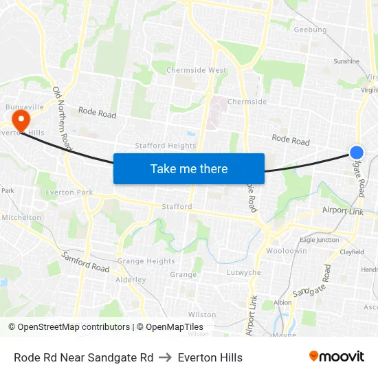 Rode Rd Near Sandgate Rd to Everton Hills map