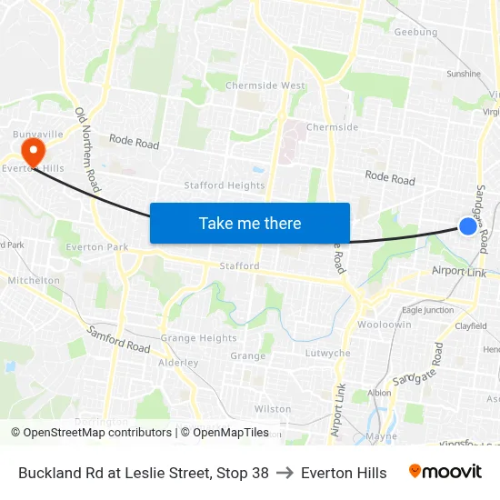 Buckland Rd at Leslie Street, Stop 38 to Everton Hills map