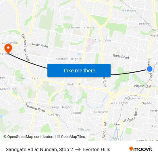 Sandgate Rd at Nundah, Stop 2 to Everton Hills map