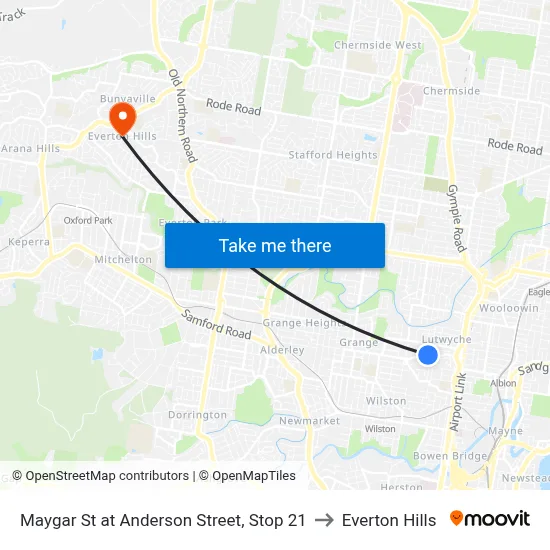 Maygar St at Anderson Street, Stop 21 to Everton Hills map