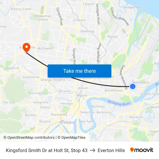 Kingsford Smith Dr at Holt St, Stop 43 to Everton Hills map