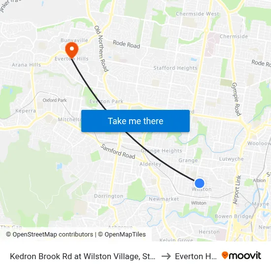 Kedron Brook Rd at Wilston Village, Stop 20 to Everton Hills map