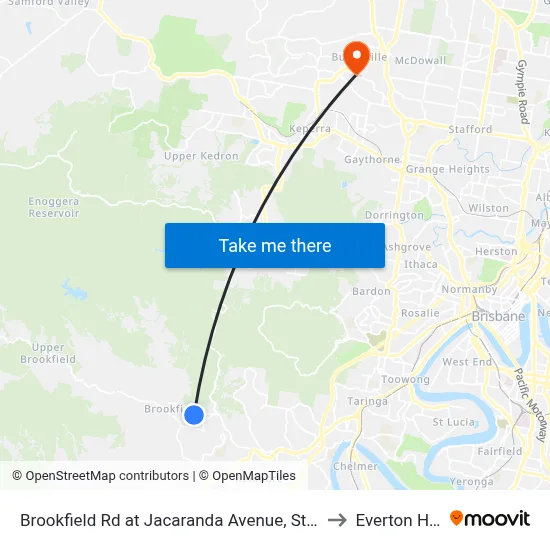 Brookfield Rd at Jacaranda Avenue, Stop 43 to Everton Hills map