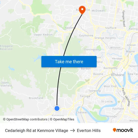 Cedarleigh Rd at Kenmore Village to Everton Hills map