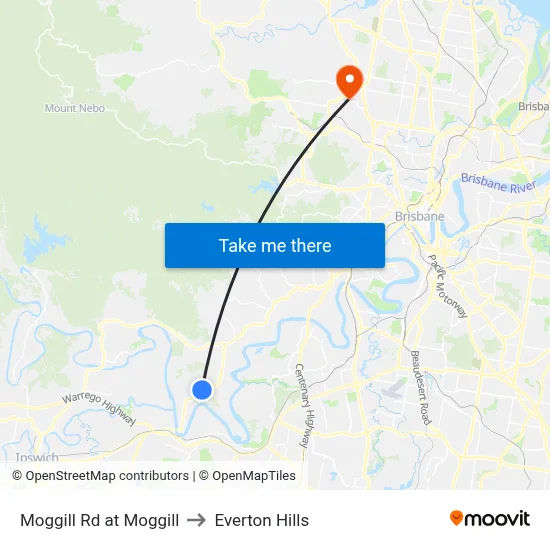 Moggill Rd at Moggill to Everton Hills map