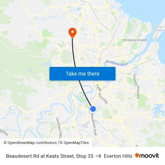 Beaudesert Rd at Keats Street, Stop 35 to Everton Hills map