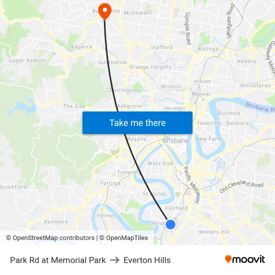 Park Rd at Memorial Park to Everton Hills map