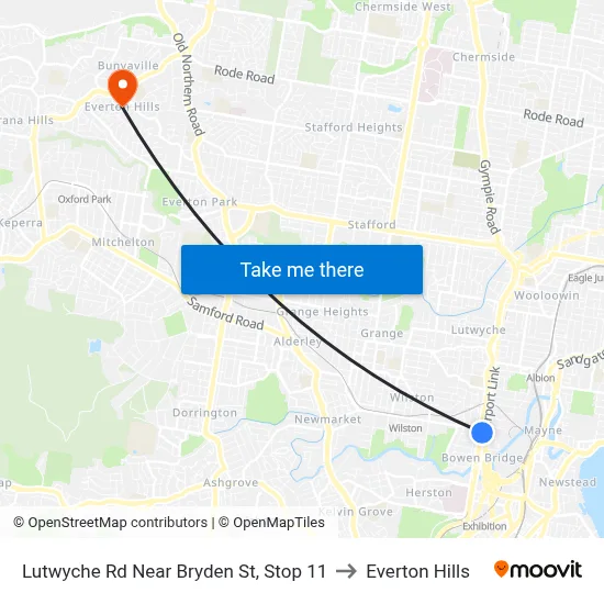 Lutwyche Rd Near Bryden St, Stop 11 to Everton Hills map