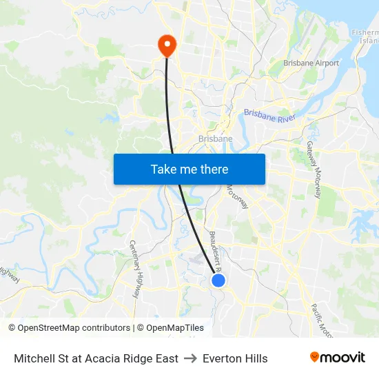 Mitchell St at Acacia Ridge East to Everton Hills map