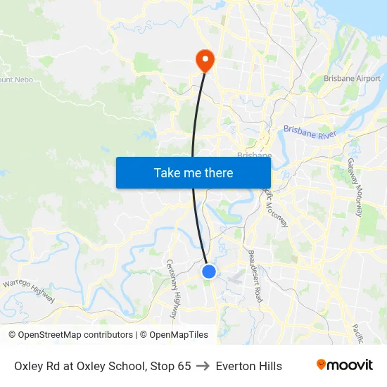 Oxley Rd at Oxley School, Stop 65 to Everton Hills map