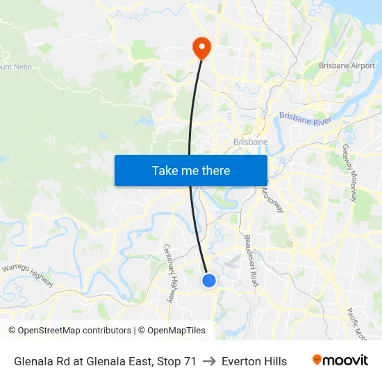 Glenala Rd at Glenala East, Stop 71 to Everton Hills map