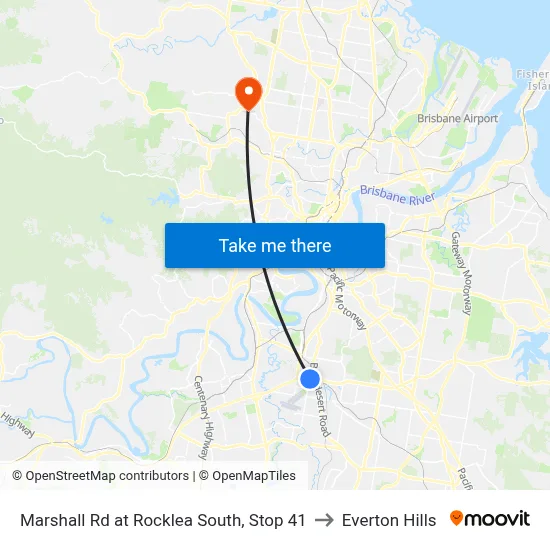 Marshall Rd at Rocklea South, Stop 41 to Everton Hills map