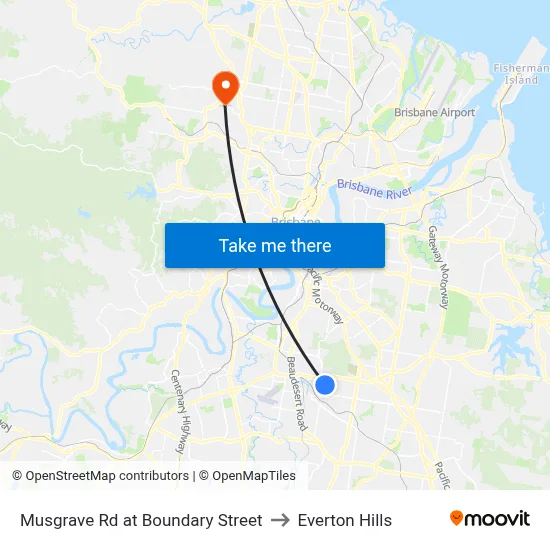 Musgrave Rd at Boundary Street to Everton Hills map
