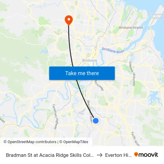 Bradman St at Acacia Ridge Skills College to Everton Hills map