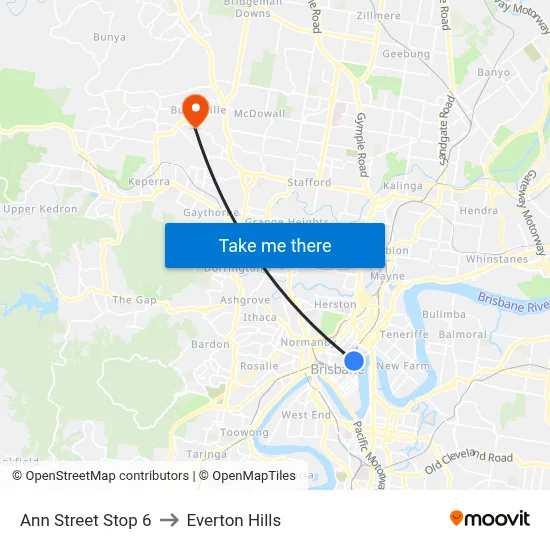 Ann Street Stop 6 to Everton Hills map