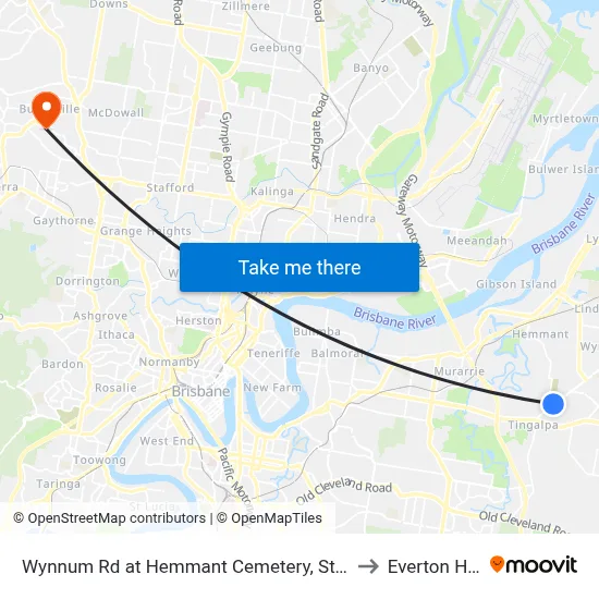Wynnum Rd at Hemmant Cemetery, Stop 44 to Everton Hills map