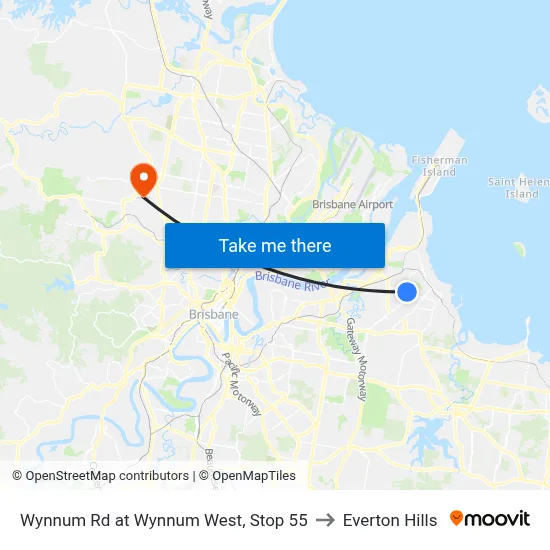 Wynnum Rd at Wynnum West, Stop 55 to Everton Hills map