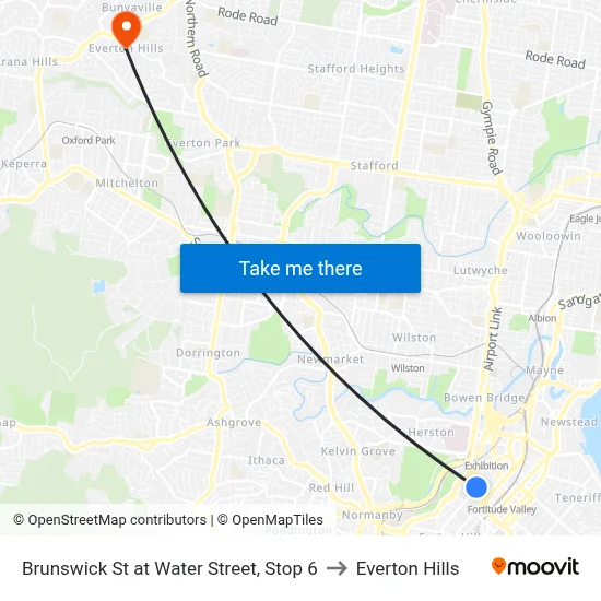 Brunswick St at Water Street, Stop 6 to Everton Hills map