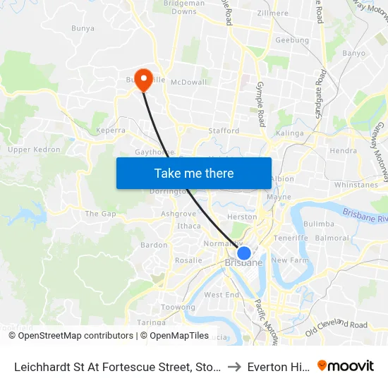 Leichhardt St At Fortescue Street, Stop 1 to Everton Hills map
