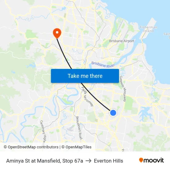 Aminya St at Mansfield, Stop 67a to Everton Hills map