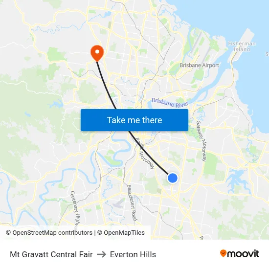Mt Gravatt Central Fair to Everton Hills map