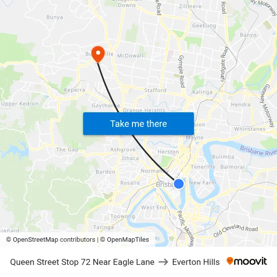 Queen Street Stop 72 Near Eagle Lane to Everton Hills map