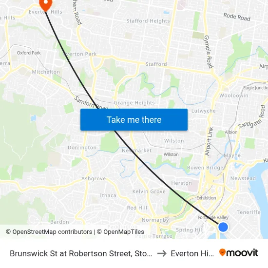 Brunswick St at Robertson Street, Stop 5 to Everton Hills map