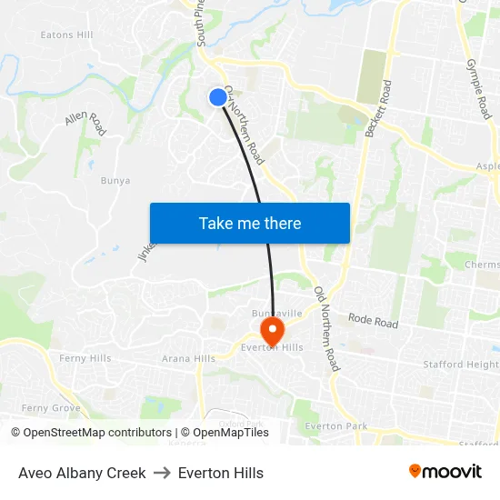 Aveo Albany Creek to Everton Hills map