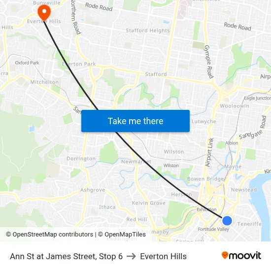 Ann St at James Street, Stop 6 to Everton Hills map