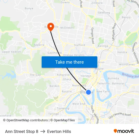 Ann Street Stop 8 to Everton Hills map