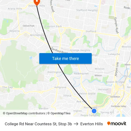 College Rd Near Countess St, Stop 3b to Everton Hills map