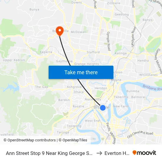 Ann Street Stop 9 Near King George Square to Everton Hills map