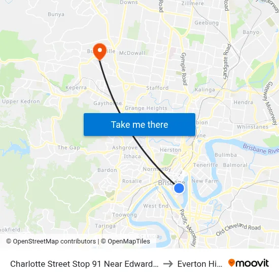 Charlotte Street Stop 91 Near Edward St to Everton Hills map