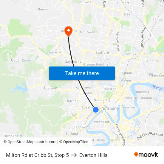 Milton Rd at Cribb St, Stop 5 to Everton Hills map