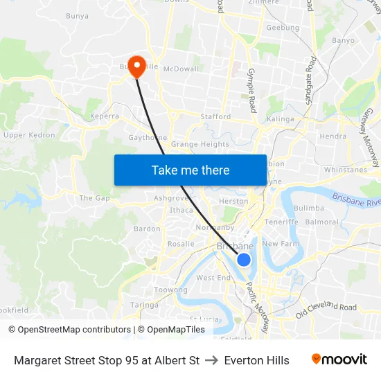 Margaret Street Stop 95 at Albert St to Everton Hills map