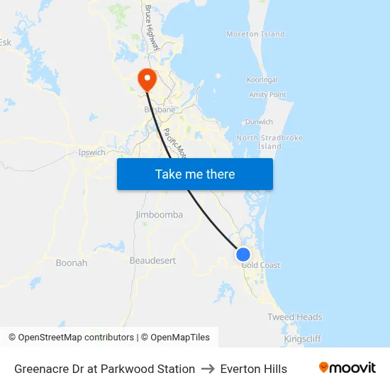Greenacre Dr at Parkwood Station to Everton Hills map