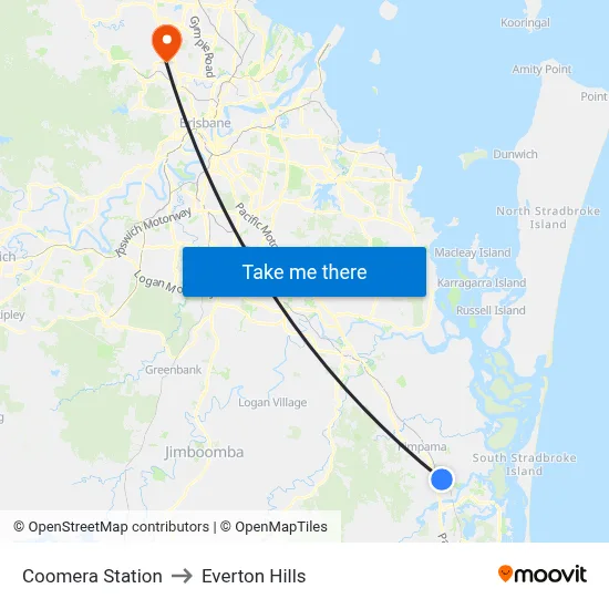 Coomera Station to Everton Hills map