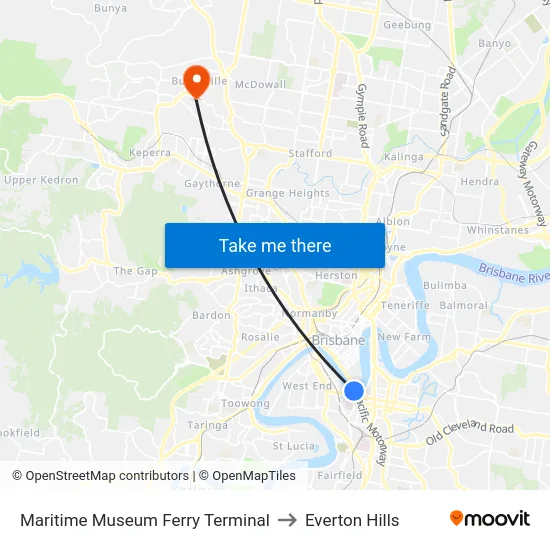 Maritime Museum Ferry Terminal to Everton Hills map