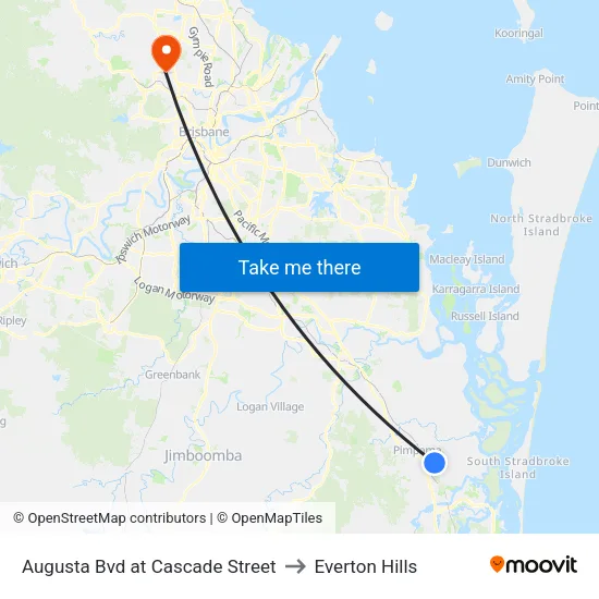 Augusta Bvd at Cascade Street to Everton Hills map