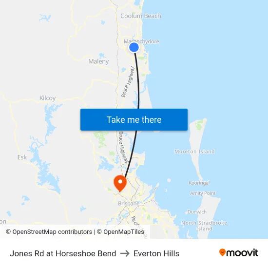 Jones Rd at Horseshoe Bend to Everton Hills map
