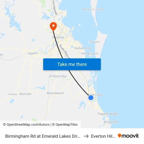Birmingham Rd at Emerald Lakes Drive to Everton Hills map