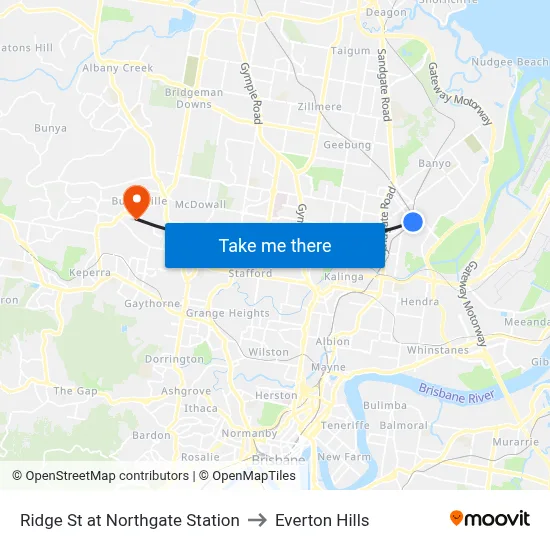Ridge St at Northgate Station to Everton Hills map